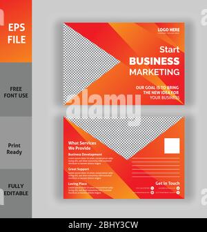 Corporate postcard template, print ready invitation card vector eps, Post card print ready vector eps Stock Vector