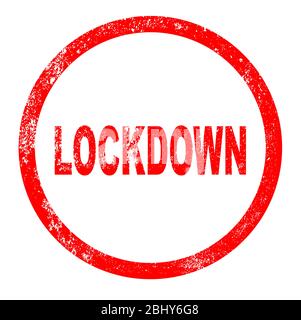 Covid 19 Coronavirus lockdown red rubber ink stamp impression isolated over a white background Stock Vector