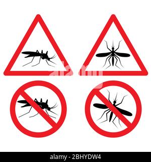 No Mosquito Icon red triangle, circle warning sign Stock Vector