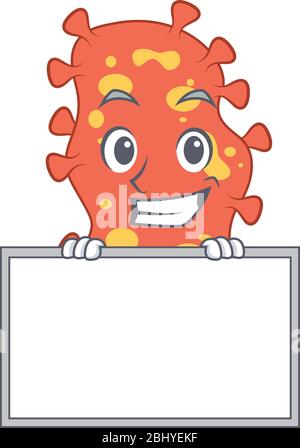 Smiling Bacteroides cartoon design style has a board Stock Vector