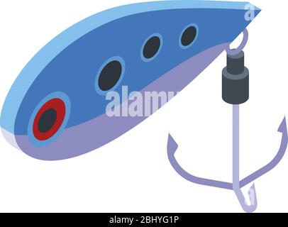 Fish hook icon, isometric style Stock Vector