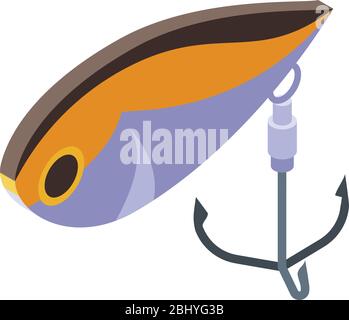 Fish bait icon, isometric style Stock Vector