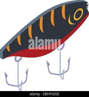 Plug fish lure icon, isometric style Stock Vector