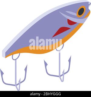 Fake fish bait icon, isometric style Stock Vector