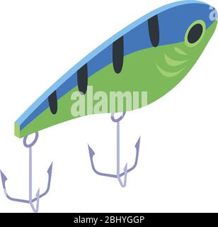 Plastic fishing lure icon, isometric style Stock Vector
