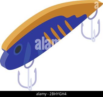 Catch fish bait icon, isometric style Stock Vector