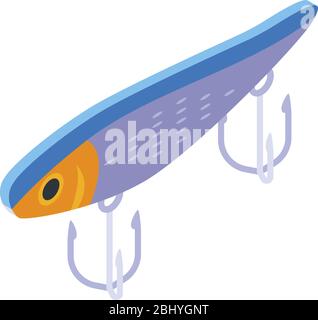 Spoon fishing icon, isometric style Stock Vector