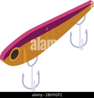 Catch fish lure icon, isometric style Stock Vector