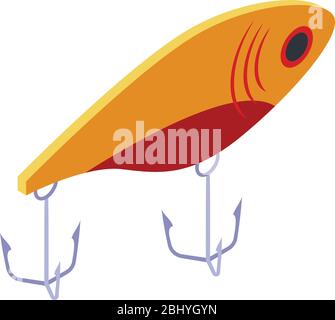 Fake fish lure icon, isometric style Stock Vector