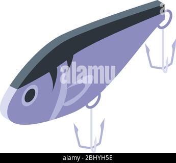 Fishing salmon bait icon, isometric style Stock Vector