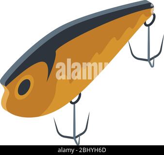 Silicon fish lure icon, isometric style Stock Vector