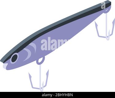 Reflective fish lure icon, isometric style Stock Vector
