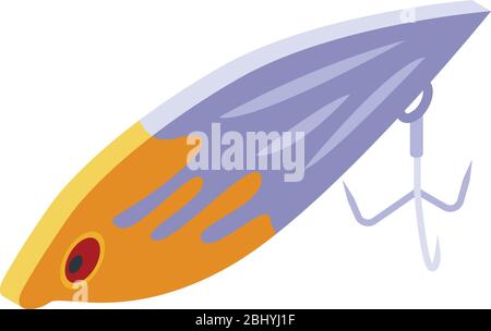 Minnow fishing bait icon, isometric style Stock Vector