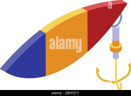 Spoon fishing lure icon, isometric style Stock Vector