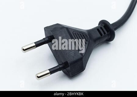 European power cable plug isolated on white background Stock Photo