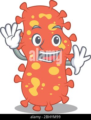 A charismatic bacteroides mascot design style smiling and waving hand Stock Vector