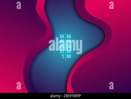 Abstract pink and purple wave overlapping layer on blue background. Vector illustration Stock Vector