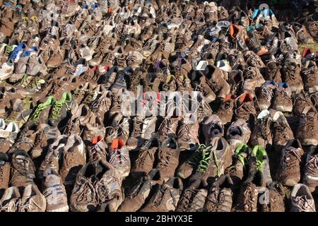 Landscape of rows of trainers after running event 2 Stock Photo