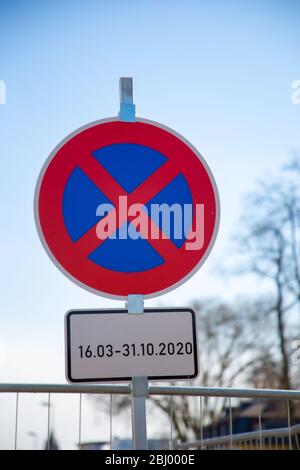 Blue traffic sign indicating the mandatory direction to follow Stock ...