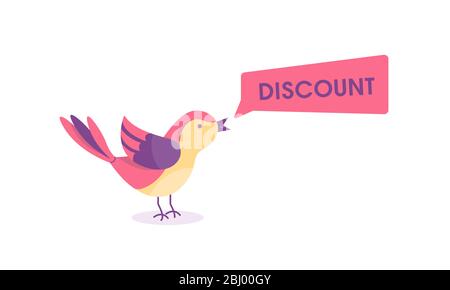 An early bird screaming about sales. Marketing doodle art design Stock Vector