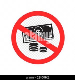 no cash and coins money sign symbol Stock Vector