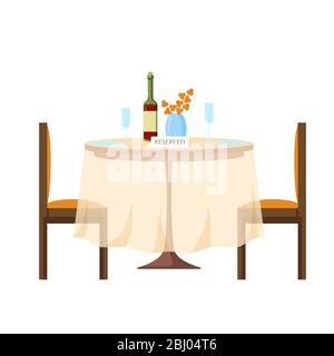 Reserved, sign on a table in a restaurant in cartoon style Stock Vector