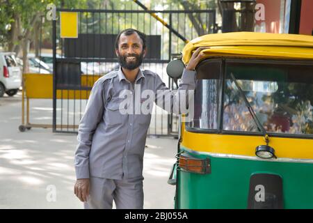 portrait of a man riding auto Stock Photo