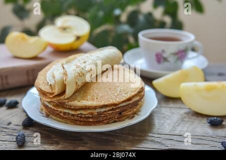 Baked pancakes on a plate Stock Photo