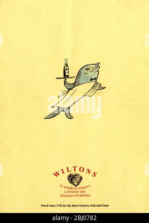 Carrier Collection of Menus - Wilton's restaurant - 55 Jermyn Street, London, England Stock Photo