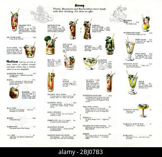 Carrier Collection of Menus - Trader Vic's restaurant - 22 Park Lane, Mayfair , London, England Stock Photo