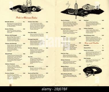 Carrier Collection of Menus - Trader Vic's restaurant - 22 Park Lane, Mayfair , London, England Stock Photo