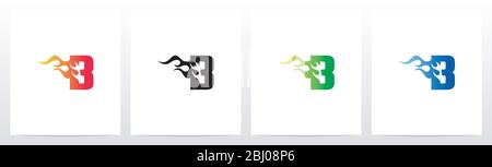Fire Flame On Letter Logo Design B Stock Vector