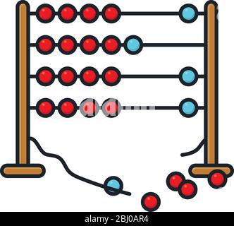 Broken Abacus isolated vector illustration for Accounting Day on May 11th. Miscalculation and system crash symbol. Stock Vector