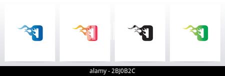 Fire Flame On Letter Logo Design O Stock Vector