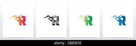 Fire Flame On Letter Logo Design R Stock Vector