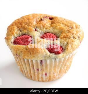 Raspberry muffins on white background - Stock Photo