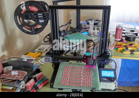 3d printing mask holder for coronavirus crisis close up Stock Photo