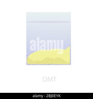 A serving of yellow DMT in a bag. The illustration of the psychedelic drug Stock Vector