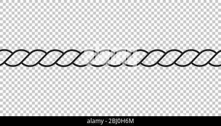 Rope line vector illustration, Cord string seamless background and pattern design  of twisted cable Stock Vector