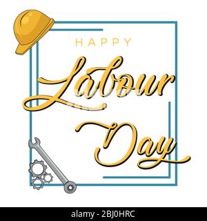 Happy labor day lettering poster. 1 May International Labor Day. postcard or greeting card design. Stock Vector