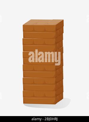 Tower of blocks made of wooden bricks. The concept of the geometric design Stock Vector