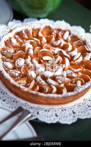 French apricot tart, in Patisserie Lenoir in Valbonne, south of France - Stock Photo