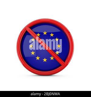 European Union flag prohibited no entry symbol. 3D Rendering Stock Photo
