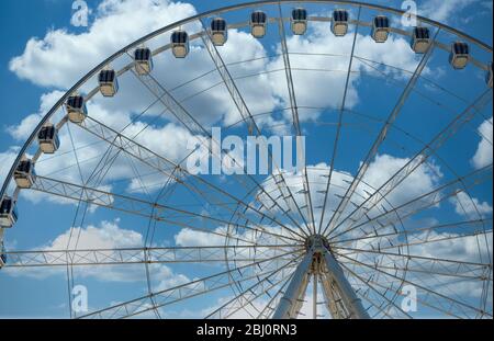 White Ferris Wheel on Nice Sky Stock Photo