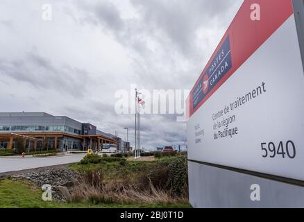 RICHMOND, BC, CANADA - MAR 29, 2020: The pacifc processing center for CanadaPost near YVR. Stock Photo