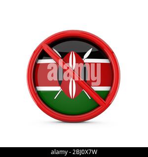 Kenya flag prohibited no entry symbol. 3D Rendering Stock Photo