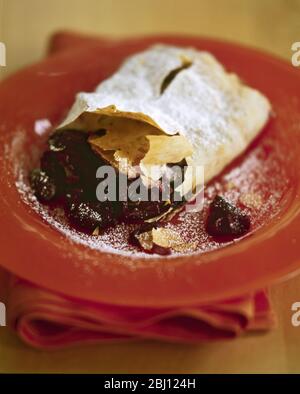 Plum strudel woth filo pastry - Stock Photo