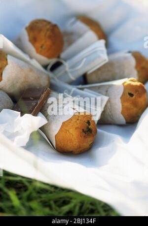 Muffins and chocolate - Stock Photo