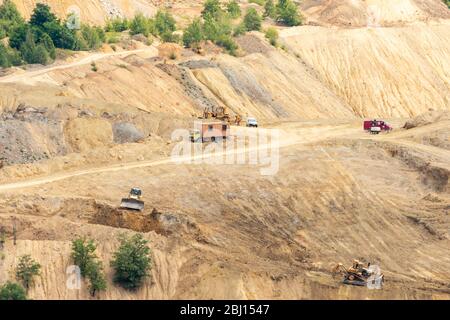 Bor / Serbia - July 13, 2019: Veliki Krivelj mine of Zijin Bor Copper, one of the largest copper reserves in the world, owned by the Chinese mining co Stock Photo