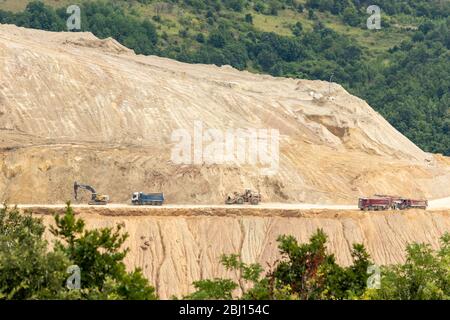 Bor / Serbia - July 13, 2019: Veliki Krivelj mine of Zijin Bor Copper, one of the largest copper reserves in the world, owned by the Chinese mining co Stock Photo